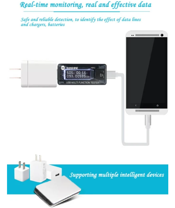 Sunshine USB Şarj Akım Voltaj Test Cihazı USB Arıza Tespit Cihazı SS-302A - Görsel 3