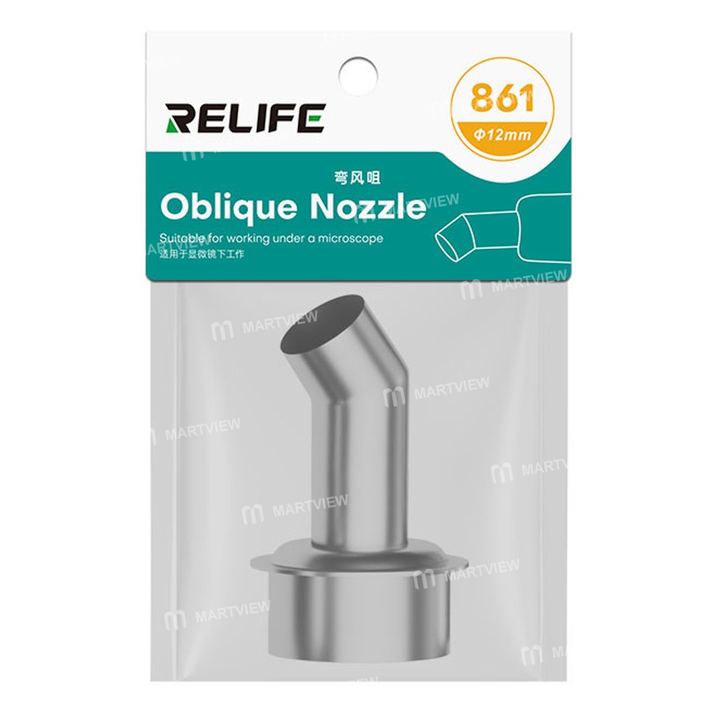 Relife 861 12MM 45° Eğik Isı Hava Tabancası Nozulu (Başlık) 861 / 856AE / 712 / 713 / TR1300 / TR1 için